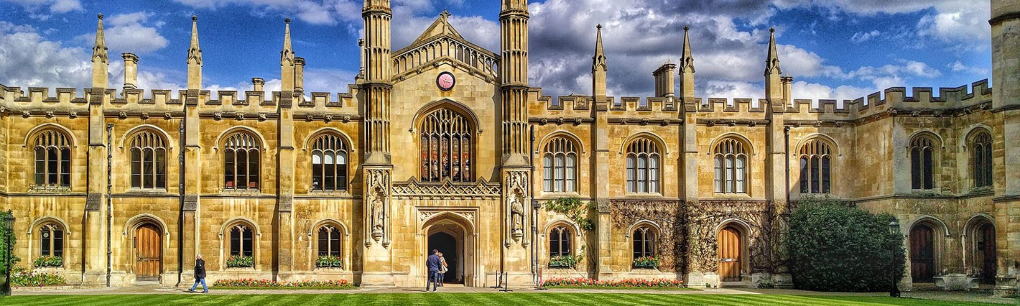Cambridge University with sky background 