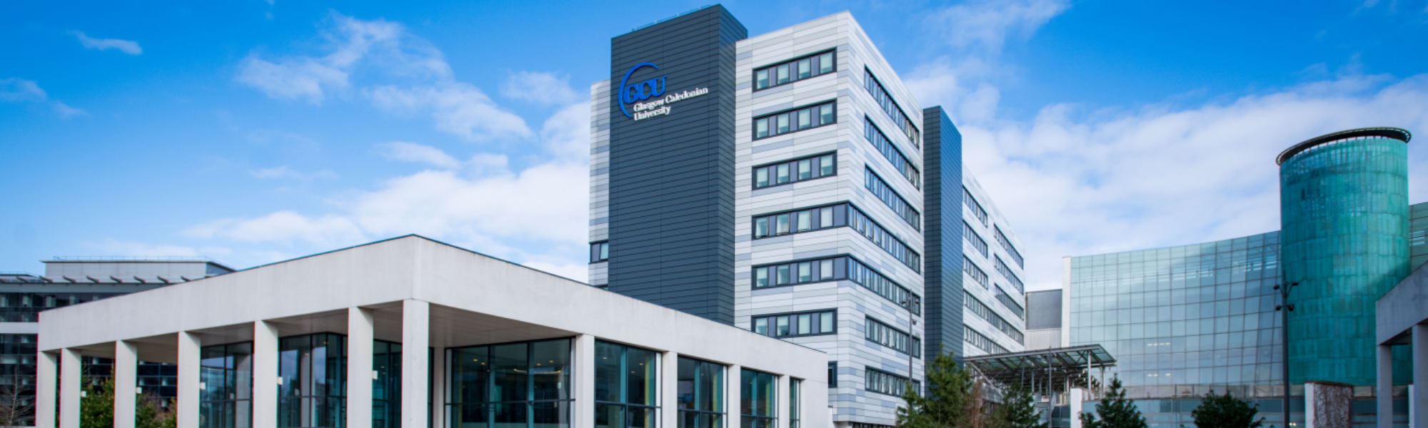 Glasgow Caledonian University with the sky in the background