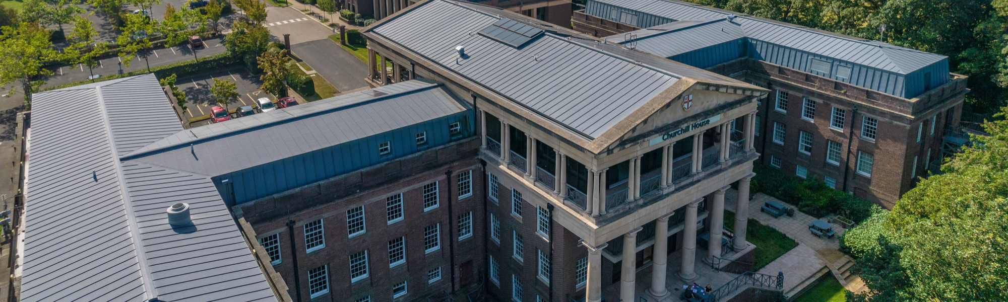 University of Chester with parking lot in the background